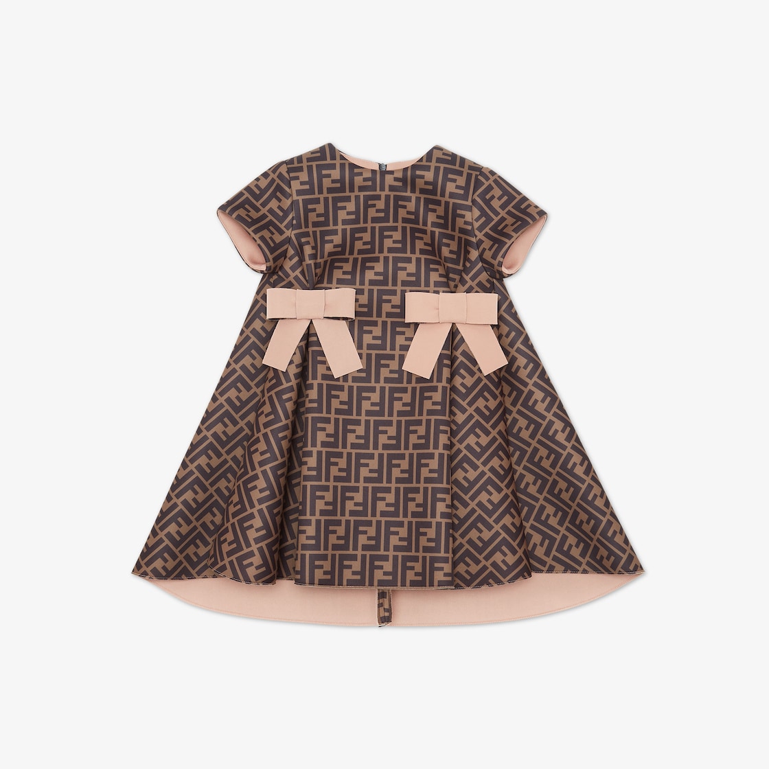 Fendi Baby Girl's Neoprene Logo Bow Dress - Brown Pink - Size 6 Months