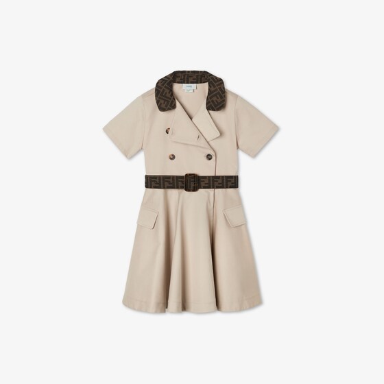 Fendi Beige gabardine junior dress with front button fastening