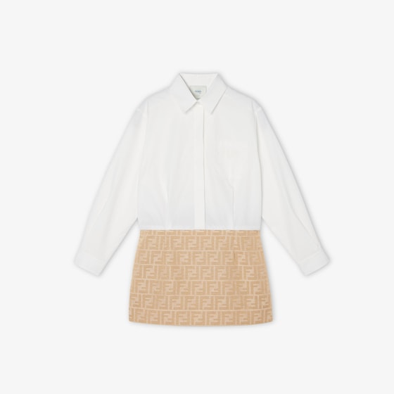 Fendi Junior dress with white cotton poplin long-sleeved shirt