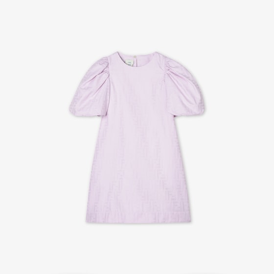 Fendi Lilac cotton jacquard junior dress featuring puffed sleeves