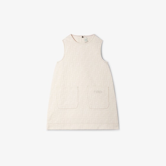 Fendi White denim-effect cotton pinafore dress with tone-on-tone