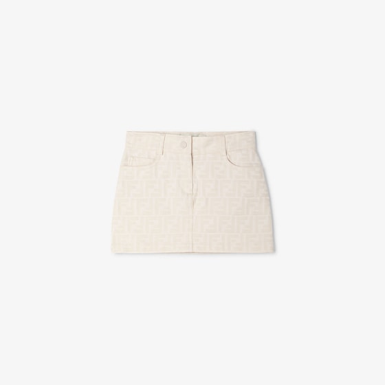 Fendi Junior white denim-effect cotton mini skirt
