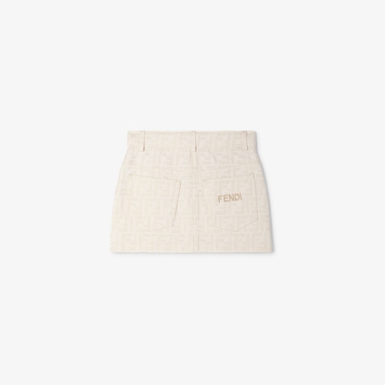 Fendi Junior white denim-effect cotton mini skirt | Thumbnail 2
