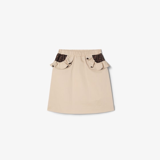 Fendi Junior beige gabardine midi skirt