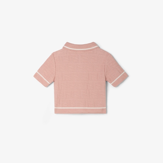 Fendi Junior pink cotton knit shirt with all-over tone-on-tone FF | Thumbnail 2