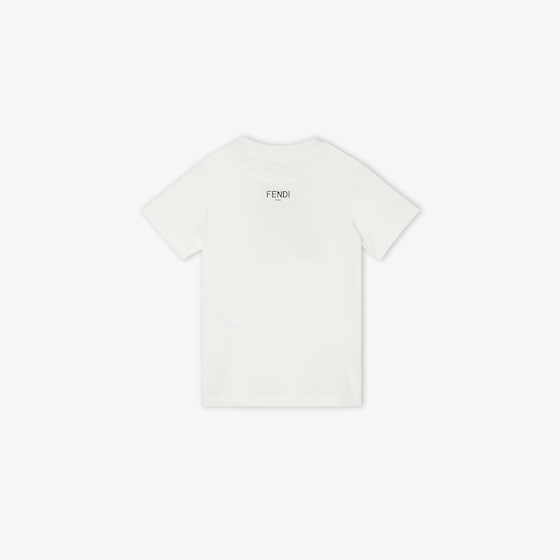 Fendi Junior T-shirt in white jersey with multicoloured bow print | Thumbnail 2