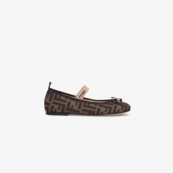 Fendi Junior Ballerinas In Brown