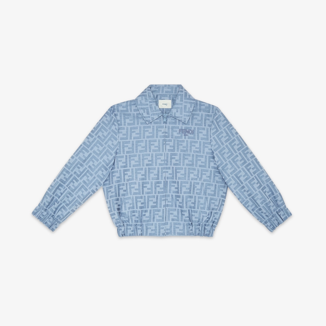 Junior Bomber Jacket - Light blue FF cotton bomber jacket | Fendi