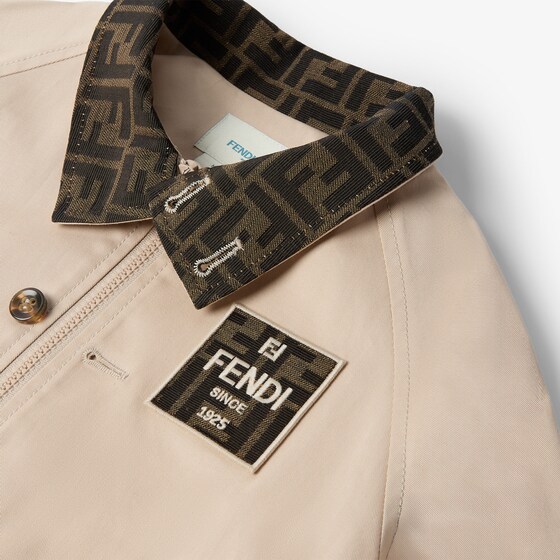 Fendi Junior beige gabardine jacket with front pockets | Thumbnail 3