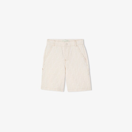 Fendi White denim-effect junior Bermudas with tone-on-tone