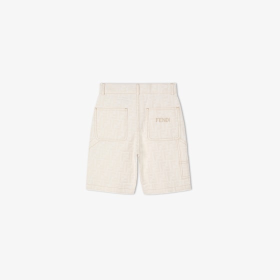 Fendi White denim-effect junior Bermudas with tone-on-tone | Thumbnail 2