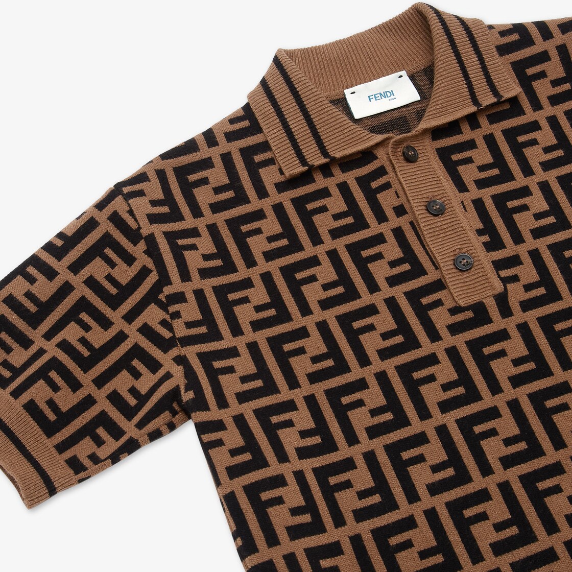 Junior Knit Polo Shirt - Knit polo shirt with all-over FF | Fendi