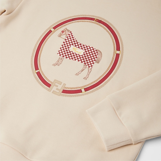 Fendi Junior crew neck sweatshirt in beige jersey | Thumbnail 3
