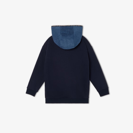 Fendi Junior hooded sweatshirt in blue denim with dark blue | Thumbnail 2
