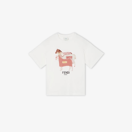 Fendi White jersey junior T-shirt with multicoloured