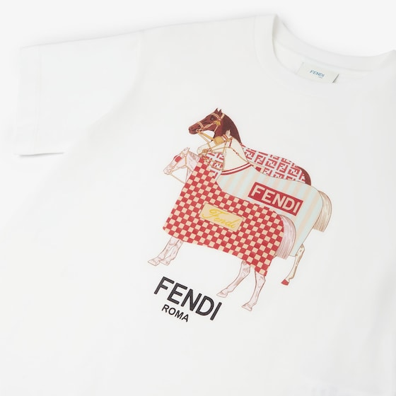 Fendi White jersey junior T-shirt with multicoloured | Thumbnail 3