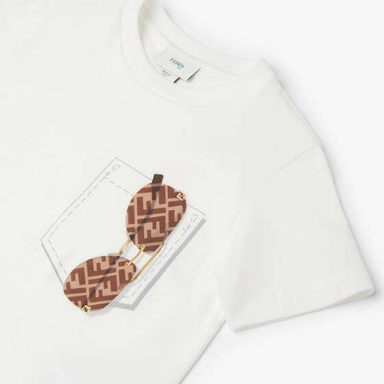 Fendi Junior T-shirt in white jersey with trompe-l'oeil effect | Thumbnail 3