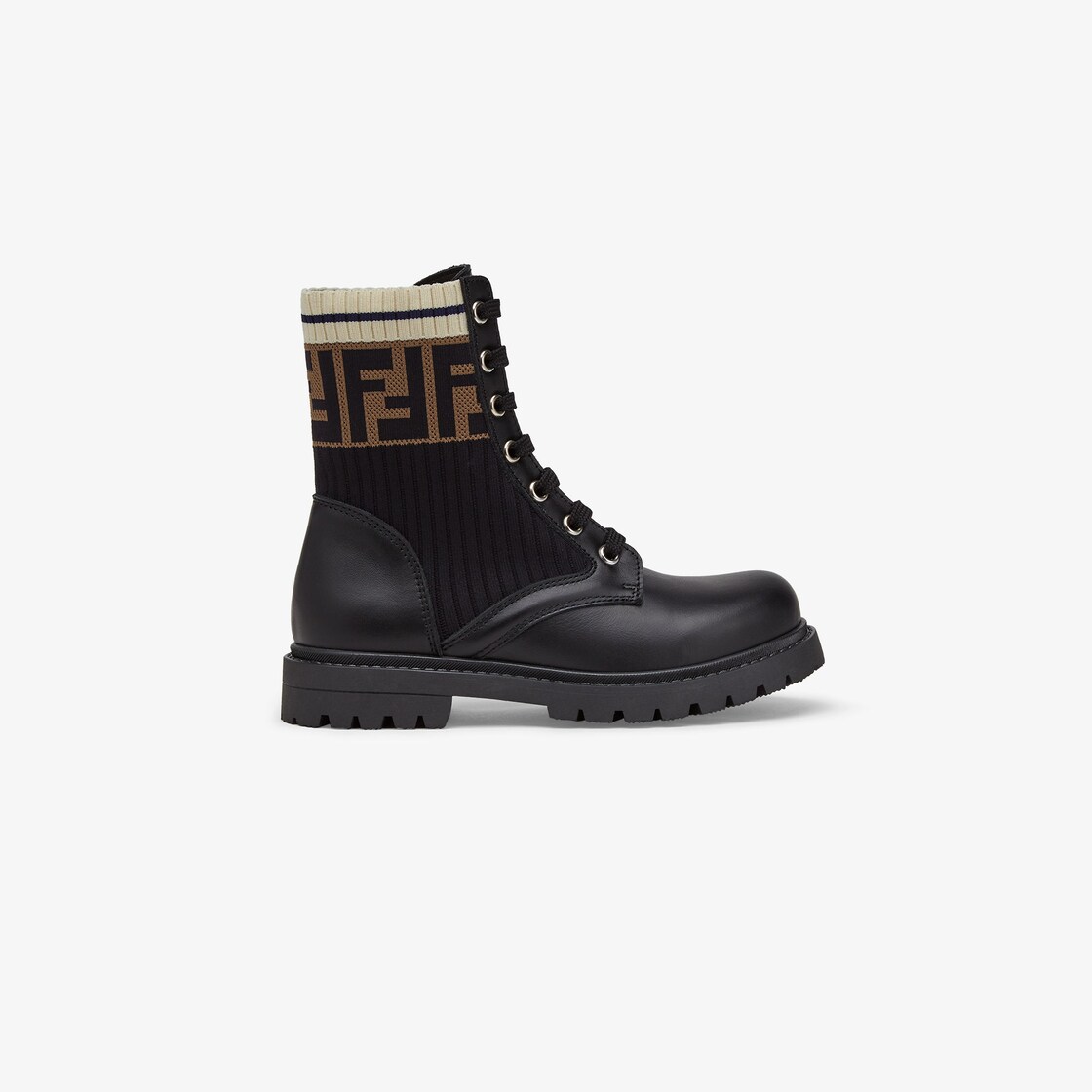 Boots - Unisex junior biker boots in leather and fabric | Fendi