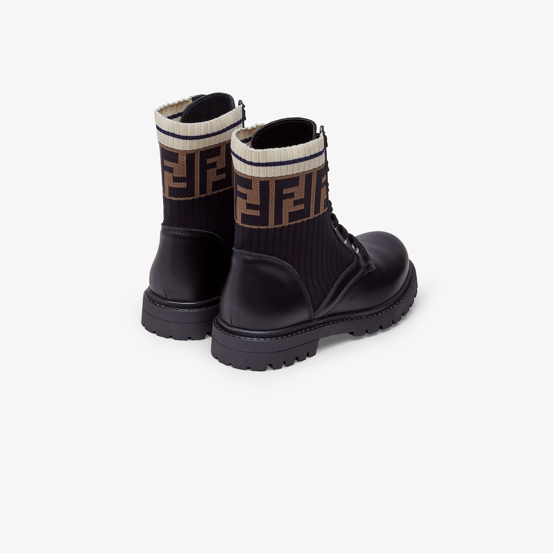 Botas de lujo para hombre - Botas moteras Fendi de piel negra con