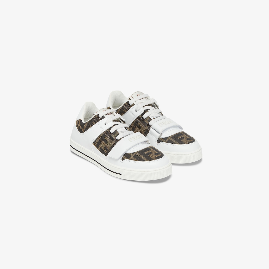 Junior sneakers Leather and jacquard junior sneakers Brown - Image 2/3