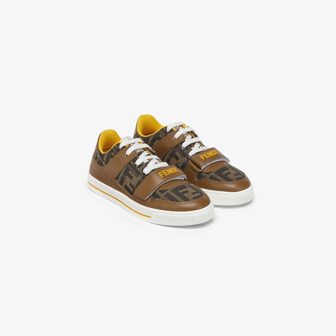 Junior sneakers Leather and jacquard junior sneakers Brown - Image 2/3