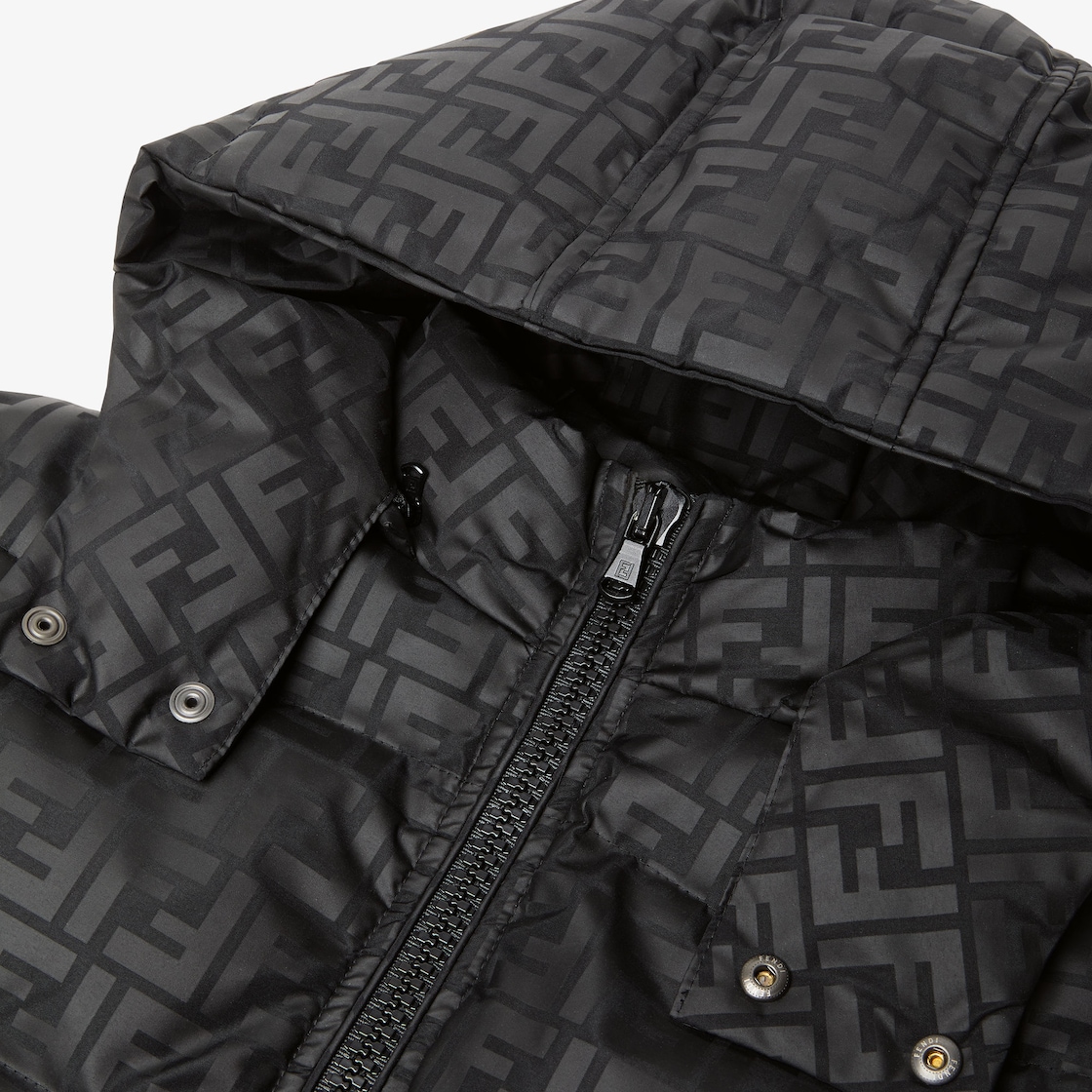 Long Down Jacket - Black nylon junior down jacket | Fendi