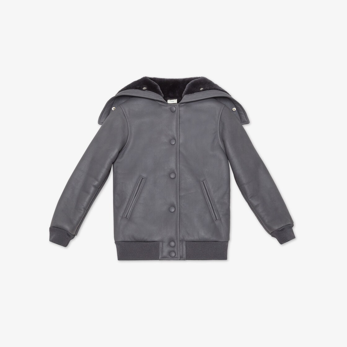 Junior Bomber Jacket - Grey shearling junior bomber jacket with