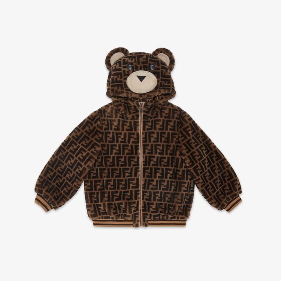 Fendi Junior Shearling Bomber Jacket In Multi
