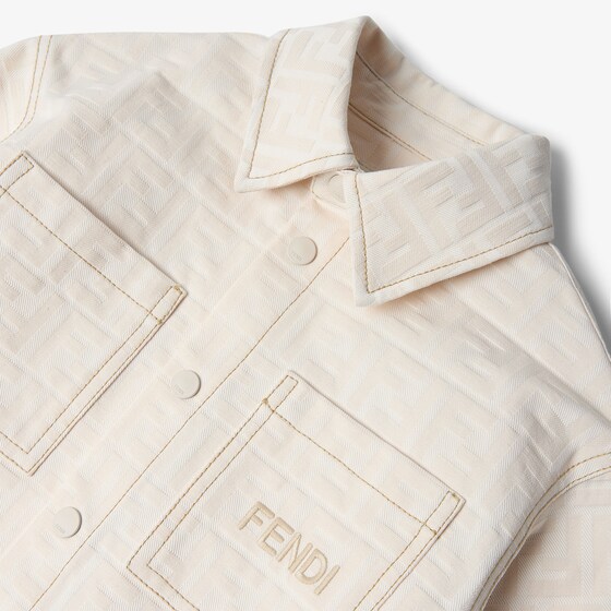 Fendi Junior white denim-effect shirt jacket with tone-on-tone | Thumbnail 3