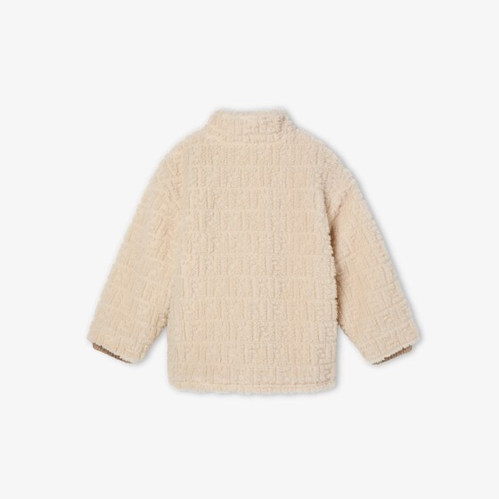 Fendi Beige teddy-effect wool junior jacket with tone-on-tone | Thumbnail 2