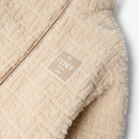 Fendi Beige teddy-effect wool junior jacket with tone-on-tone | Thumbnail 3