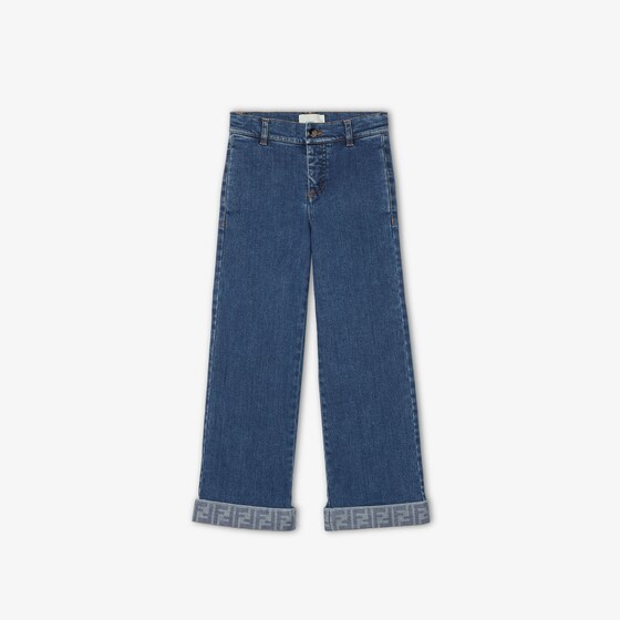 Fendi Fitted junior jeans with elasticated waist and tone-on-tone