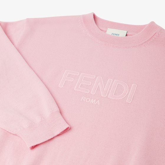 Fendi Crew neck junior jumper in lightweight dark pink wool | Thumbnail 3