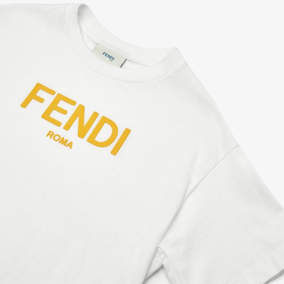 Fendi White jersey junior T-shirt with yellow Roma logo | Thumbnail 3