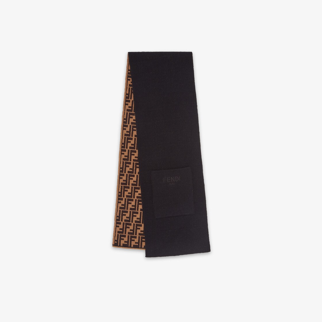 Knit junior scarfReversible junior scarf in black and tobacco knit